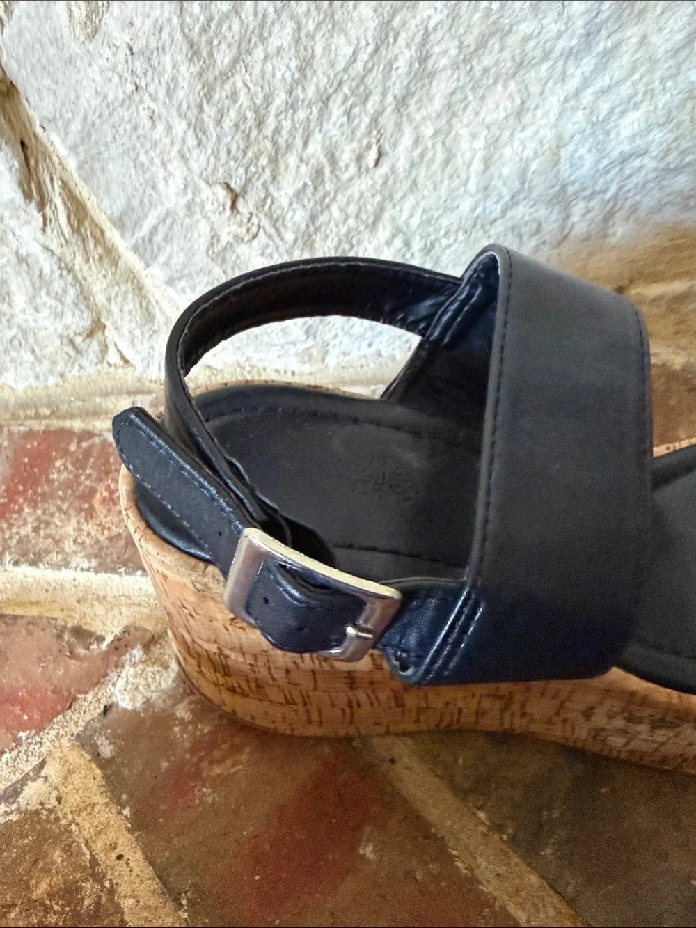Charlotte Russe Black Cork Platform Sandals - Women's Comfortable Summer Wedges - Picture 8 of 8